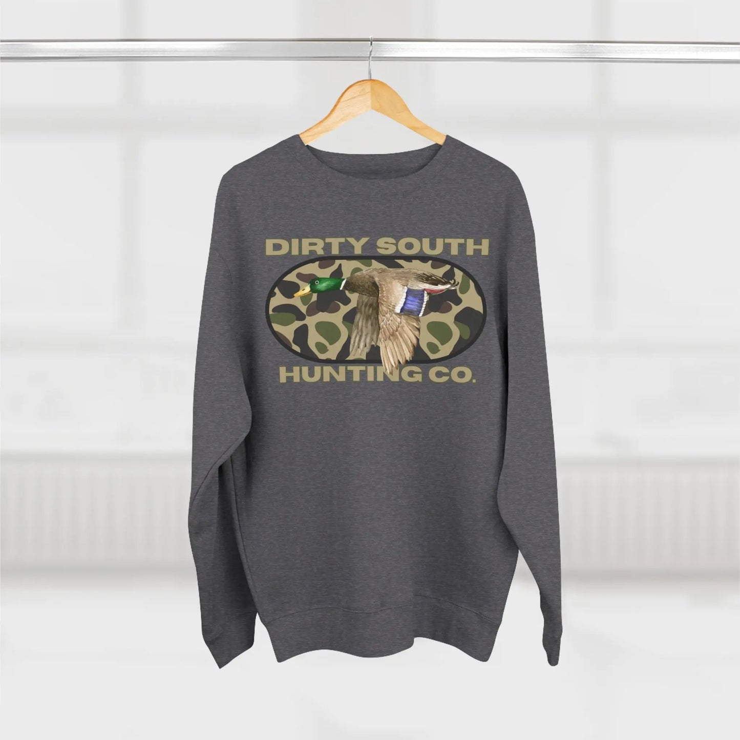 Dirty South Hunting Co. Unisex Sweatshirt - Cozy Camo Hunting Gear, Outdoor Apparel, Perfect for Campers, Outdoor Lovers, Gift for Hunters Printify