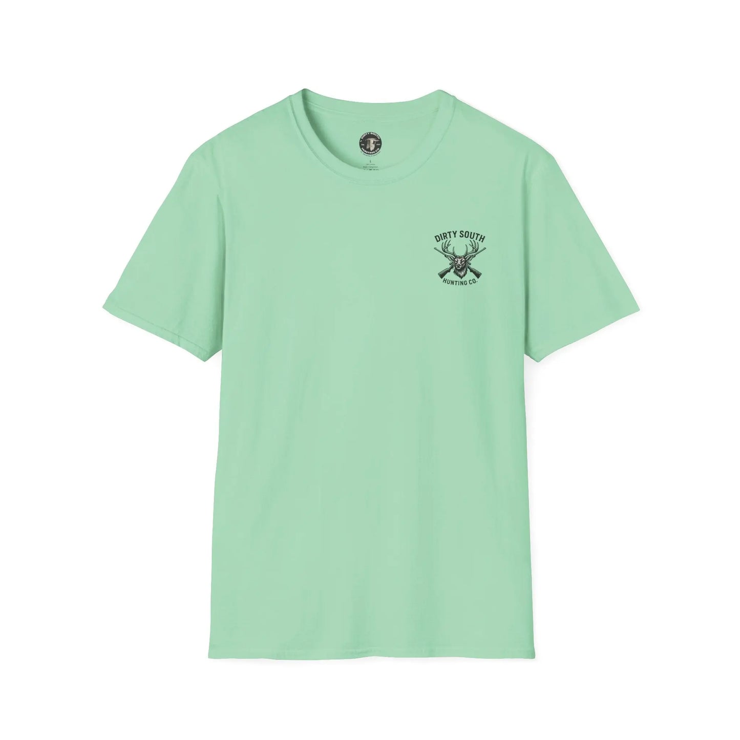 Watercolor Dirty South Hunting Co Unisex Softstyle T-Shirt - Southern Hunt Graphic Tee, Outdoor Apparel, Camo Hunter Top, Nature Lover Gift, Printify