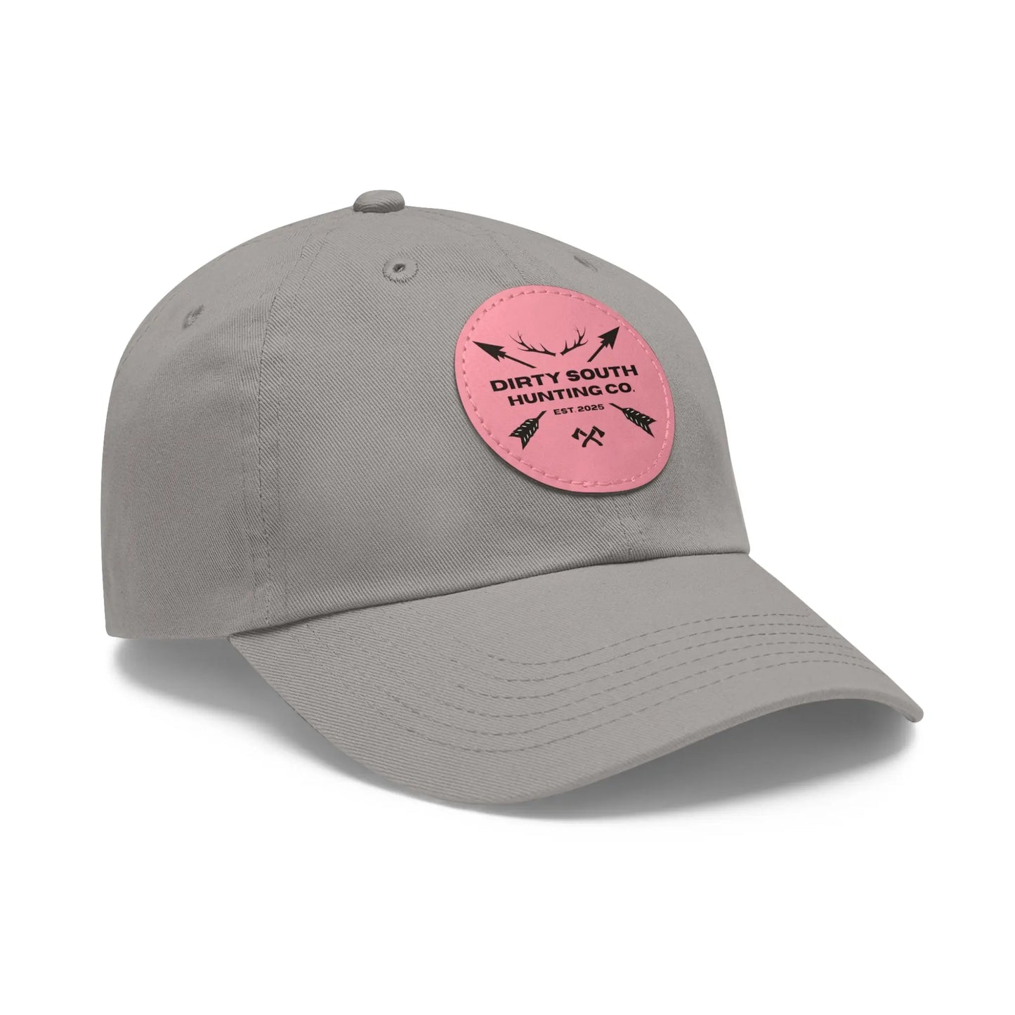 Dirty South Hunting Co. Dad Hat with Leather Patch, Casual Cap for Hunting Enthusiasts, Gift for Father's Day, Outdoor Adventure Gear, Trendy Dad Apparel Printify