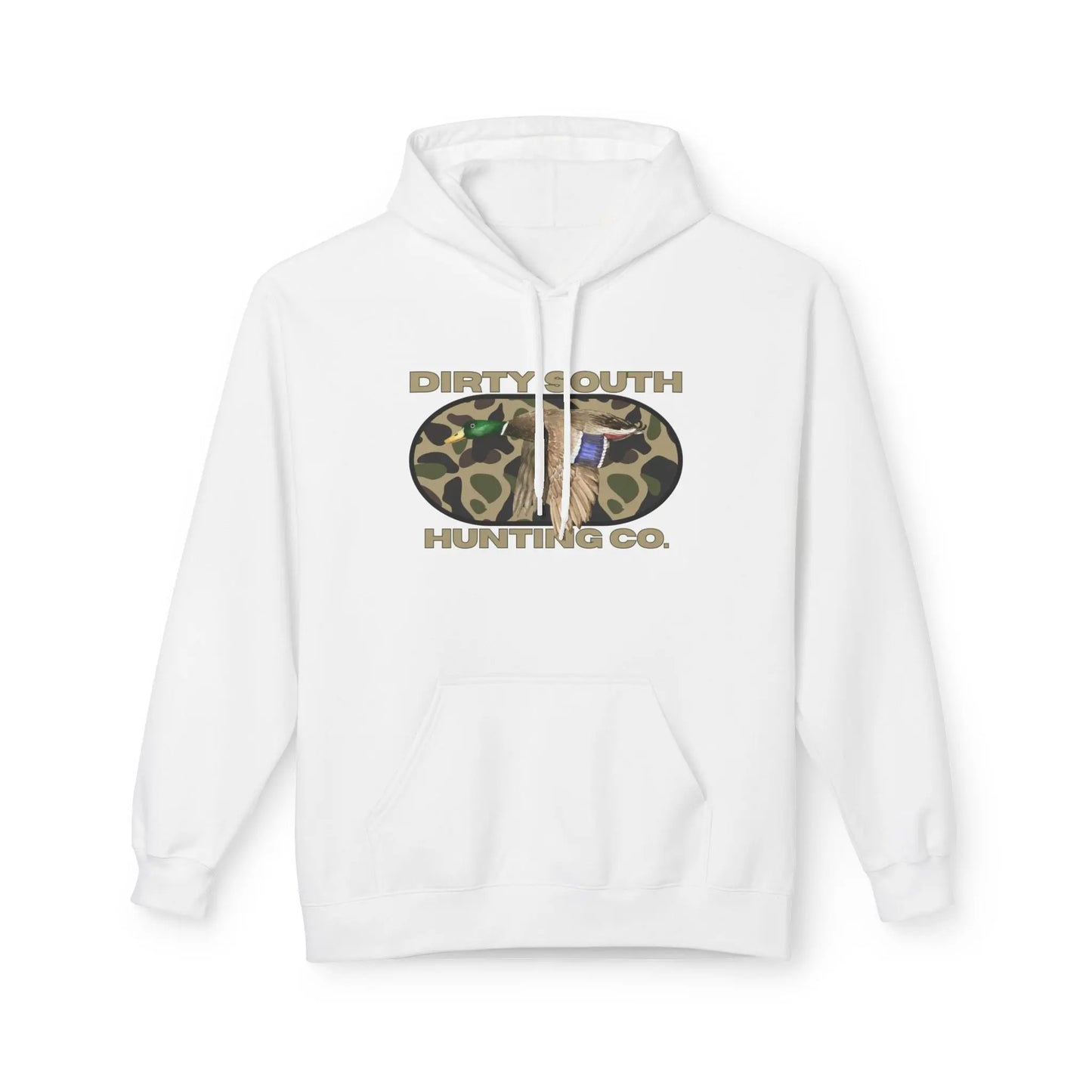 Dirty South Hunting Co Camouflage Hoodie for Hunting Enthusiasts, Cozy Sweatshirt, Outdoor Apparel, Gift for Hunters, Hunting Season Gear, Stylish Unisex Fleece Printify