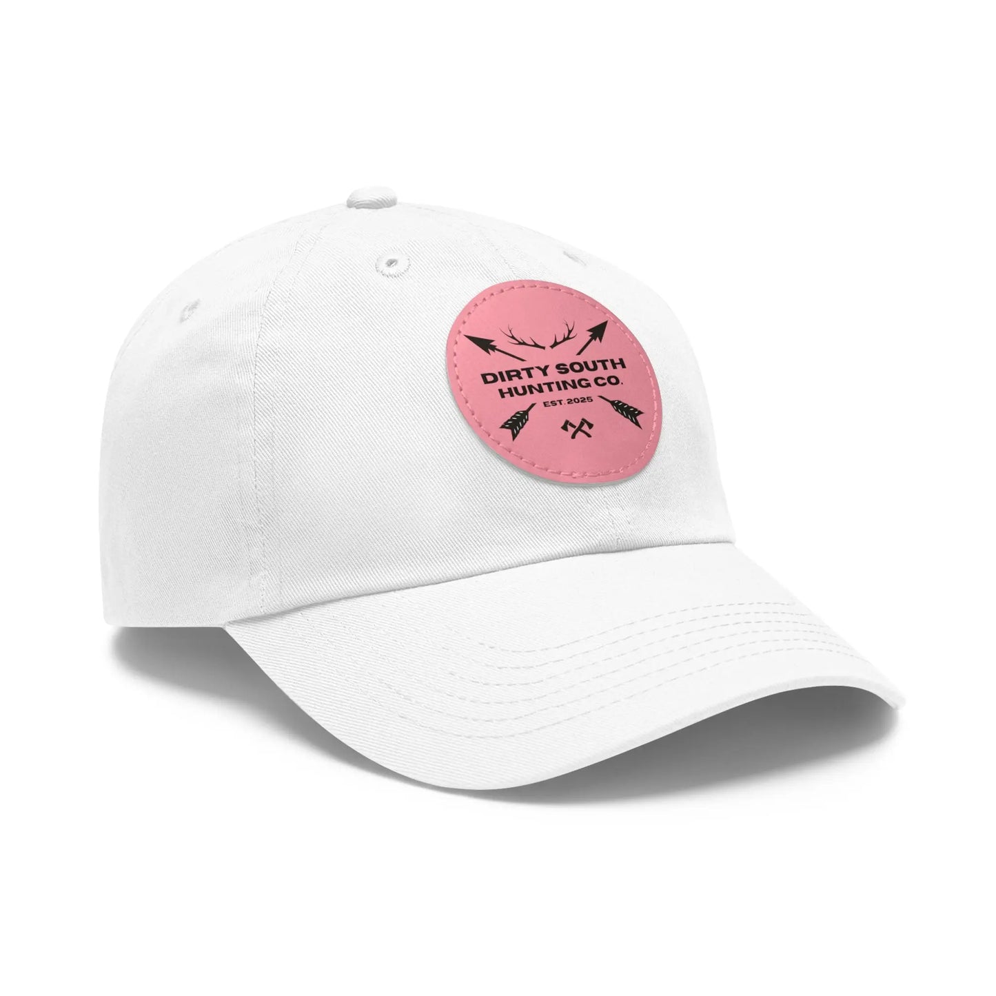 Dirty South Hunting Co. Dad Hat with Leather Patch, Casual Cap for Hunting Enthusiasts, Gift for Father's Day, Outdoor Adventure Gear, Trendy Dad Apparel Printify