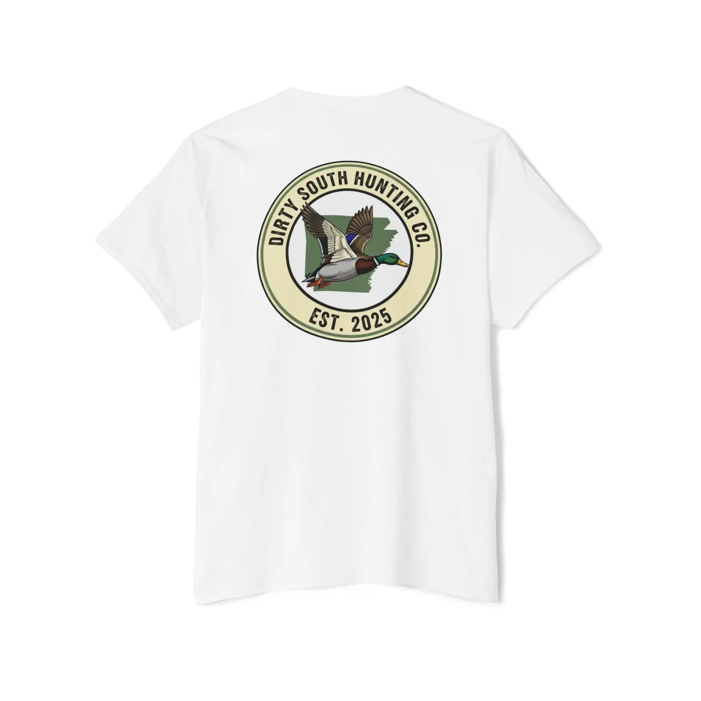 Dirty South Hunting Co. Vintage Round (Arkansas)-Unisex Heavy Cotton Pocket Tee with Vintage Hunting Design, Gift for Hunters Printify