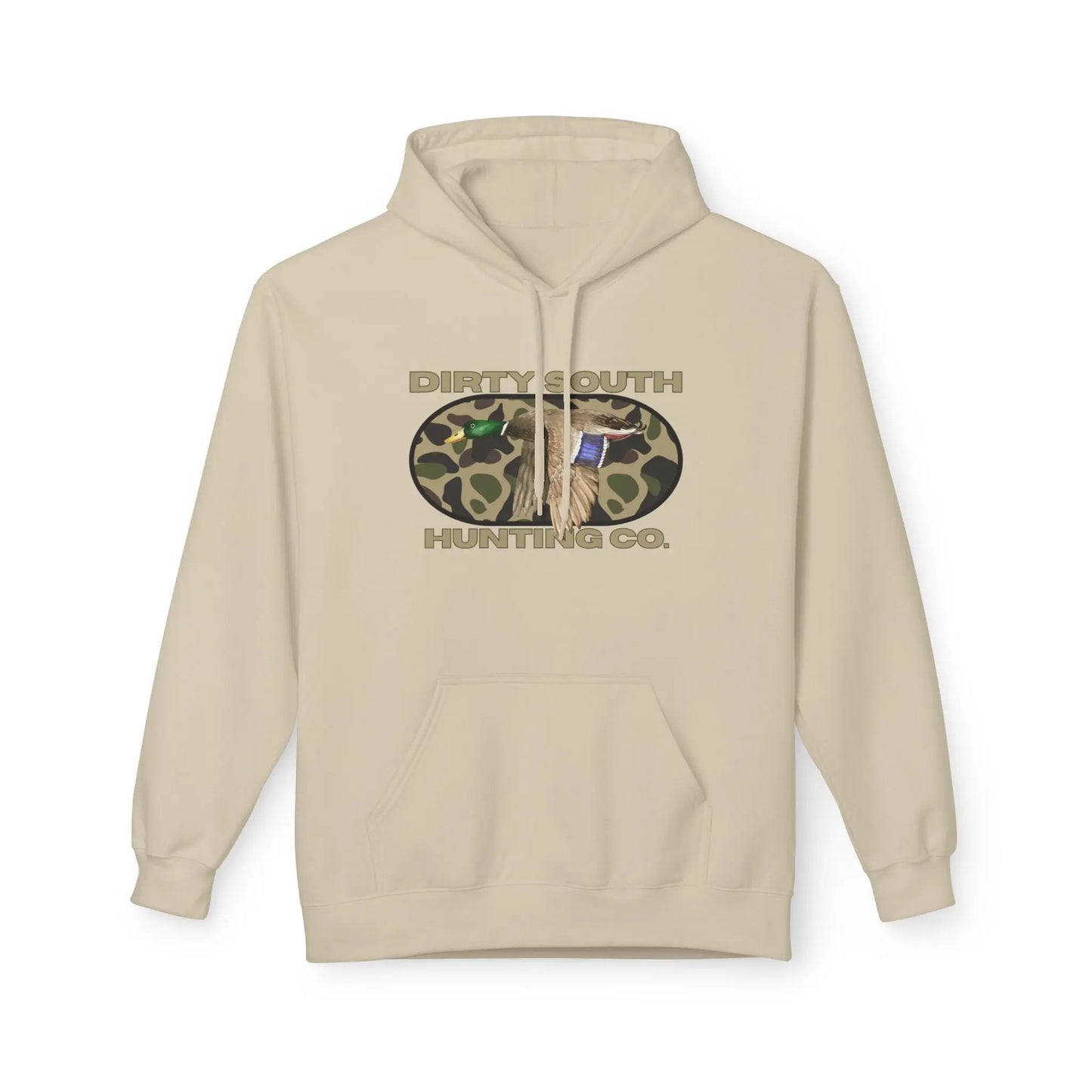 Dirty South Hunting Co Camouflage Hoodie for Hunting Enthusiasts, Cozy Sweatshirt, Outdoor Apparel, Gift for Hunters, Hunting Season Gear, Stylish Unisex Fleece Printify
