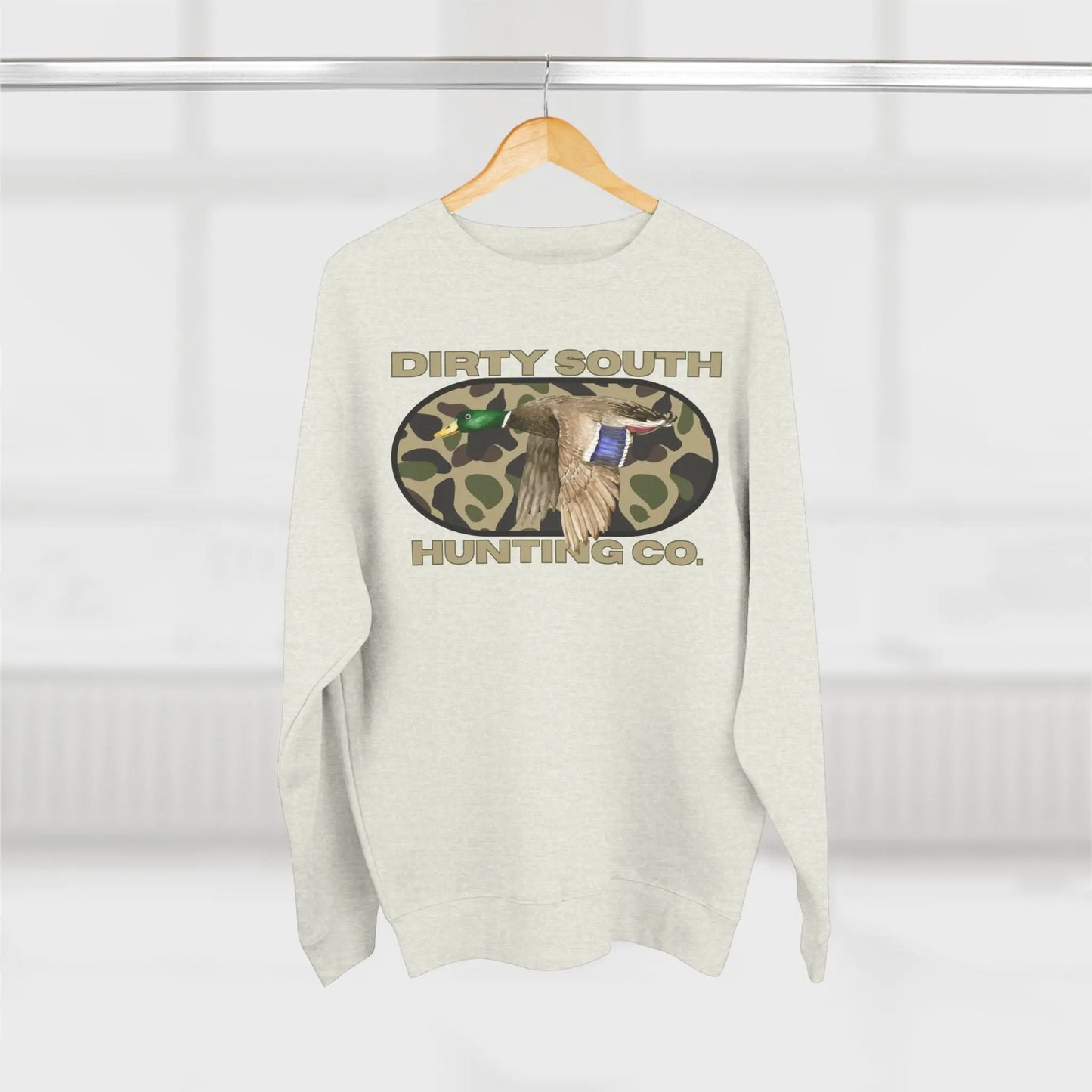 Dirty South Hunting Co. Unisex Sweatshirt - Cozy Camo Hunting Gear, Outdoor Apparel, Perfect for Campers, Outdoor Lovers, Gift for Hunters Printify