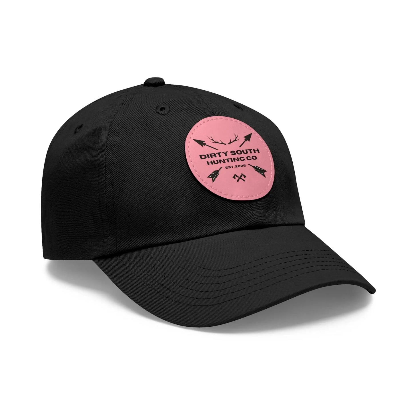 Dirty South Hunting Co. Dad Hat with Leather Patch, Casual Cap for Hunting Enthusiasts, Gift for Father's Day, Outdoor Adventure Gear, Trendy Dad Apparel Printify
