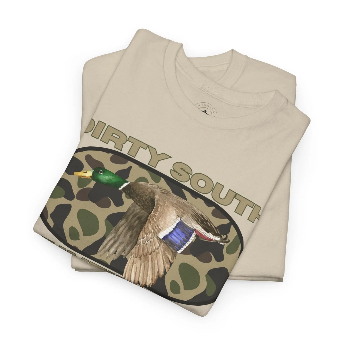 Duck Hunting Unisex Heavy Cotton Tee, Dirty South Hunting Co Shirt, Outdoor Apparel, Camouflage T-Shirt, Gifts for Him, Gifts for Her Printify