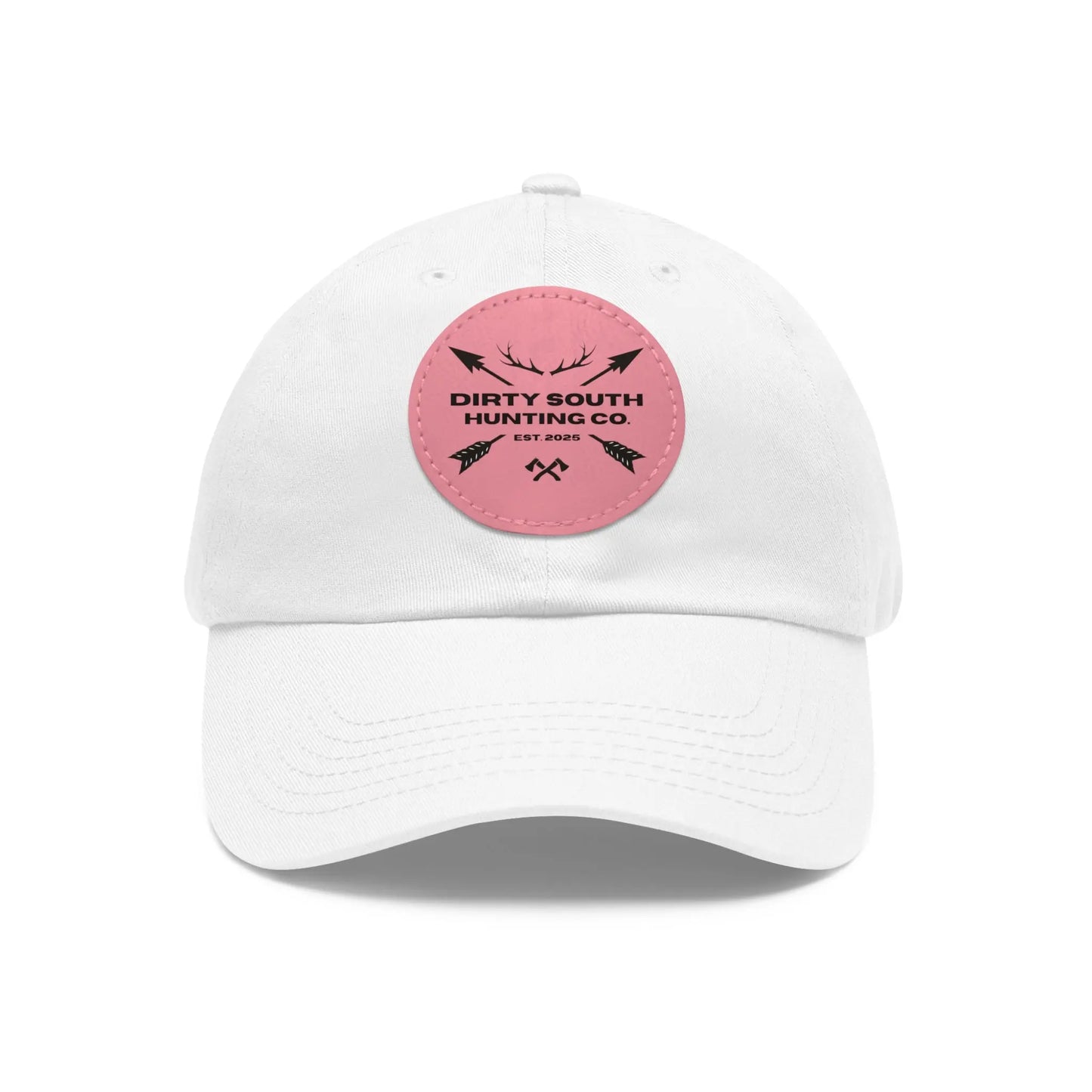 Dirty South Hunting Co. Dad Hat with Leather Patch, Casual Cap for Hunting Enthusiasts, Gift for Father's Day, Outdoor Adventure Gear, Trendy Dad Apparel Printify