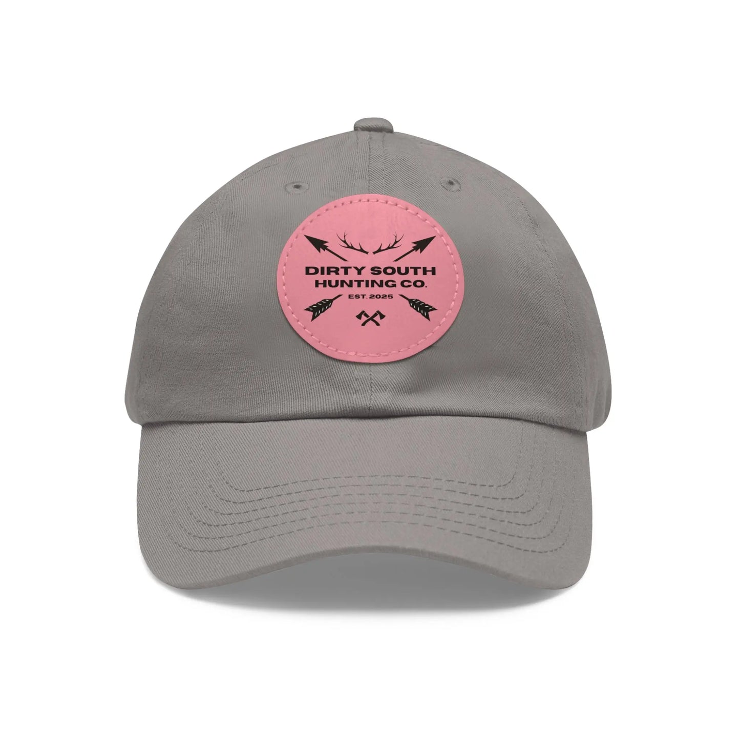 Dirty South Hunting Co. Dad Hat with Leather Patch, Casual Cap for Hunting Enthusiasts, Gift for Father's Day, Outdoor Adventure Gear, Trendy Dad Apparel Printify