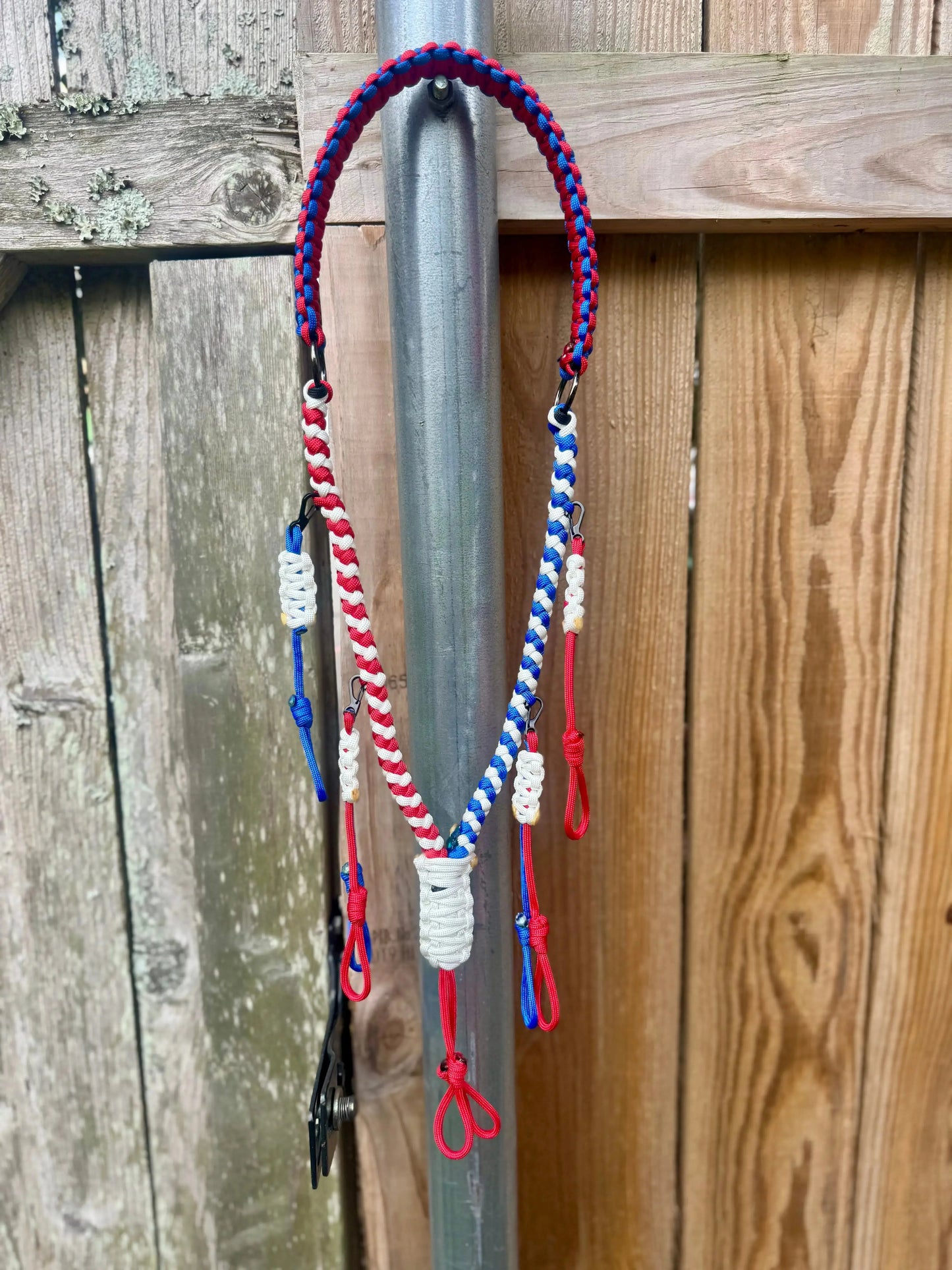 Patriotic Paracord Duck Call Lanyard β Red, White and Blue | Heavy Duty & Handcrafted Swinging K Creations