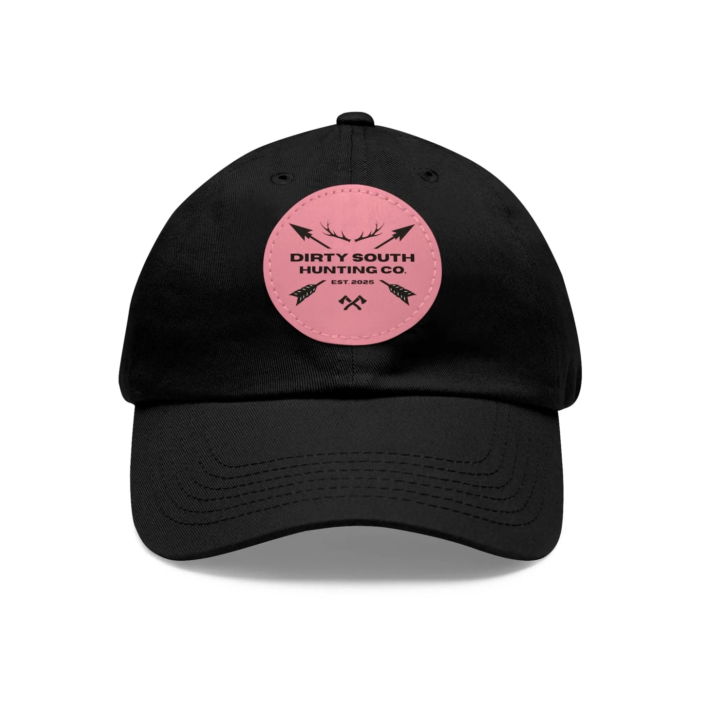 Dirty South Hunting Co. Dad Hat with Leather Patch, Casual Cap for Hunting Enthusiasts, Gift for Father's Day, Outdoor Adventure Gear, Trendy Dad Apparel Printify