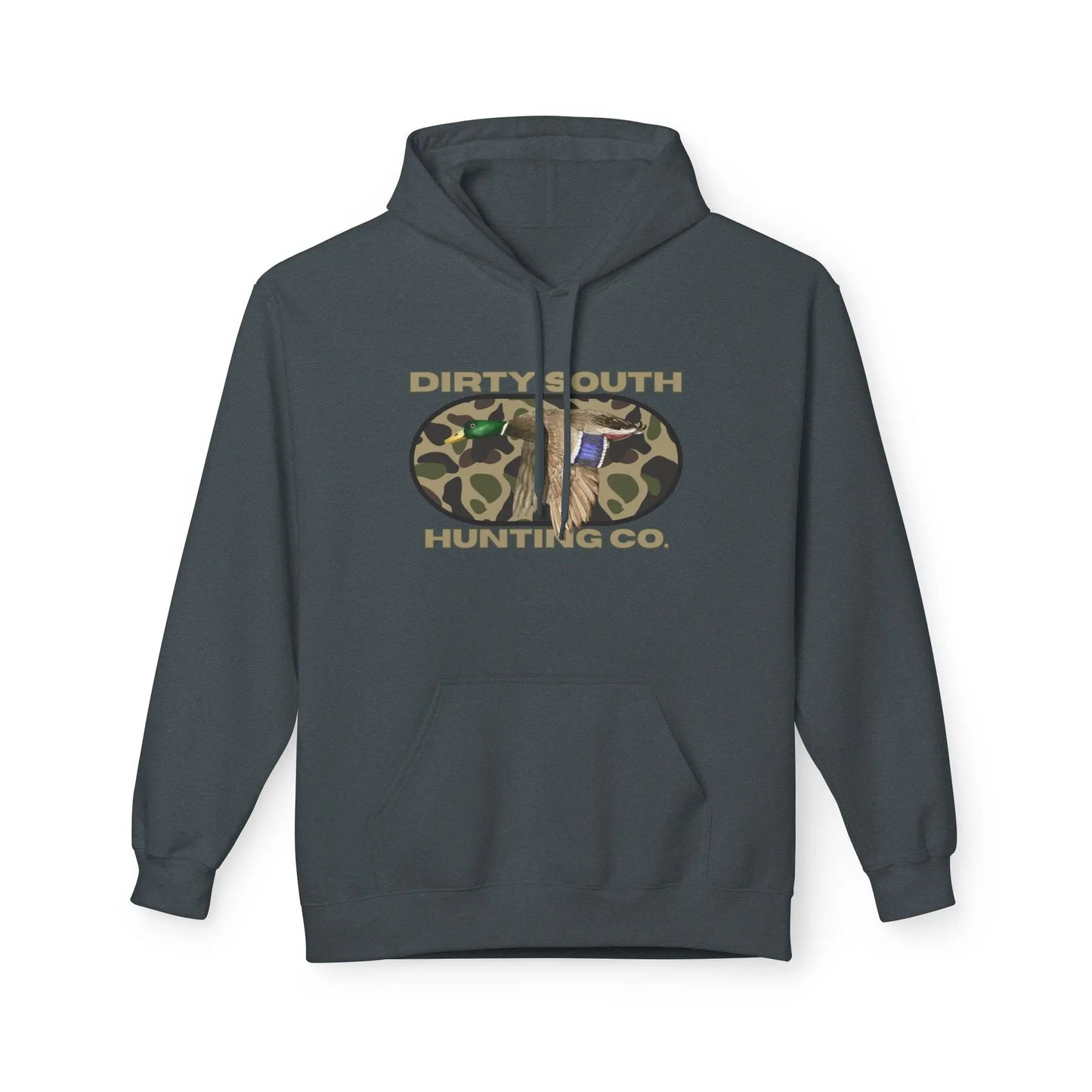 Dirty South Hunting Co Camouflage Hoodie for Hunting Enthusiasts, Cozy Sweatshirt, Outdoor Apparel, Gift for Hunters, Hunting Season Gear, Stylish Unisex Fleece Printify