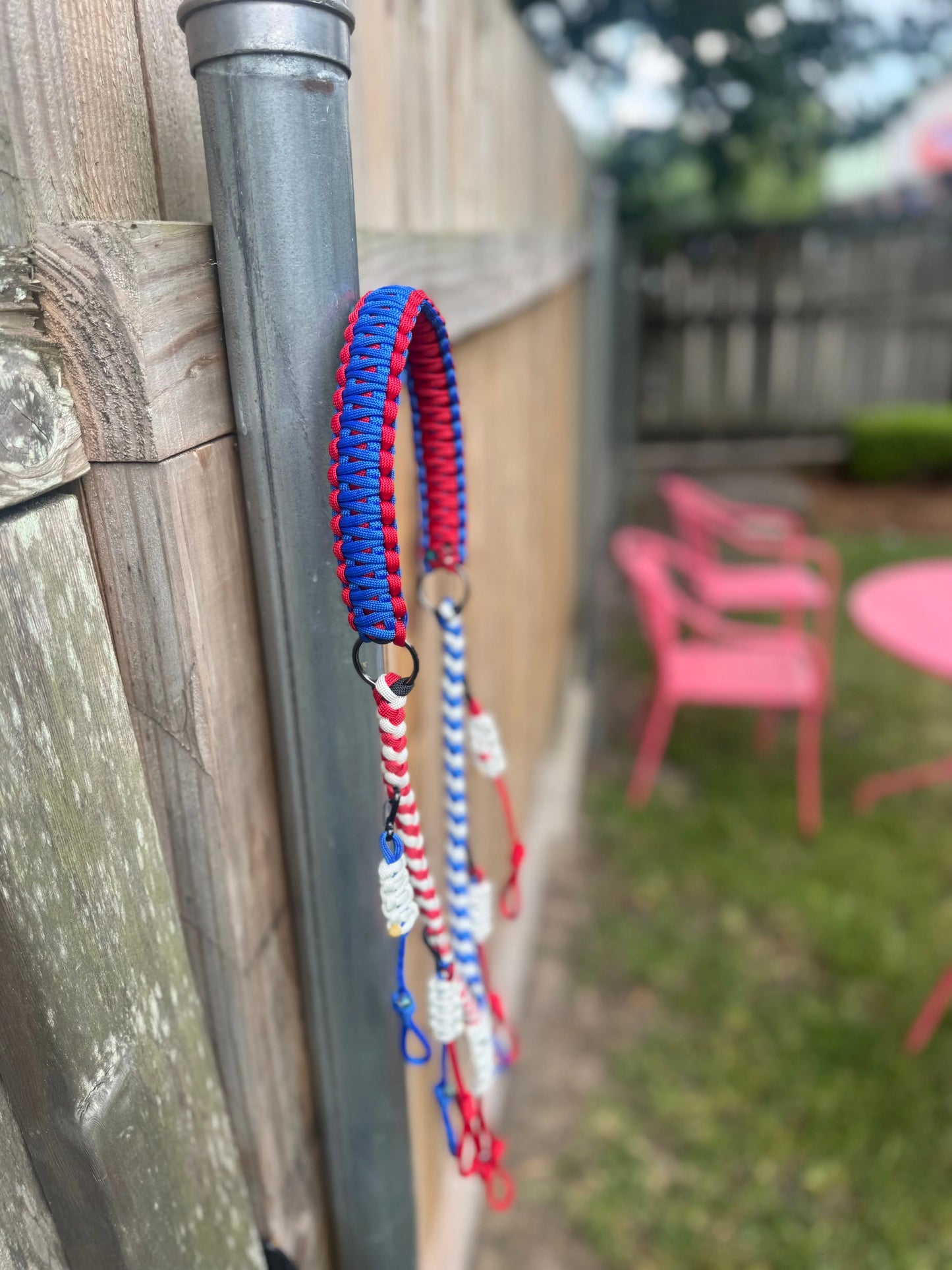 Patriotic Paracord Duck Call Lanyard β Red, White and Blue | Heavy Duty & Handcrafted Swinging K Creations