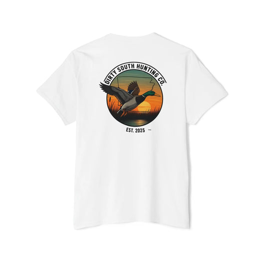 Dirty South Hunting Co. Vintage Sunset (Arkansas)-Unisex Heavy Cotton Pocket Tee, Casual Graphic Tee, Outdoor Shirt, Hunting Fashion, Everyday Wear Printify