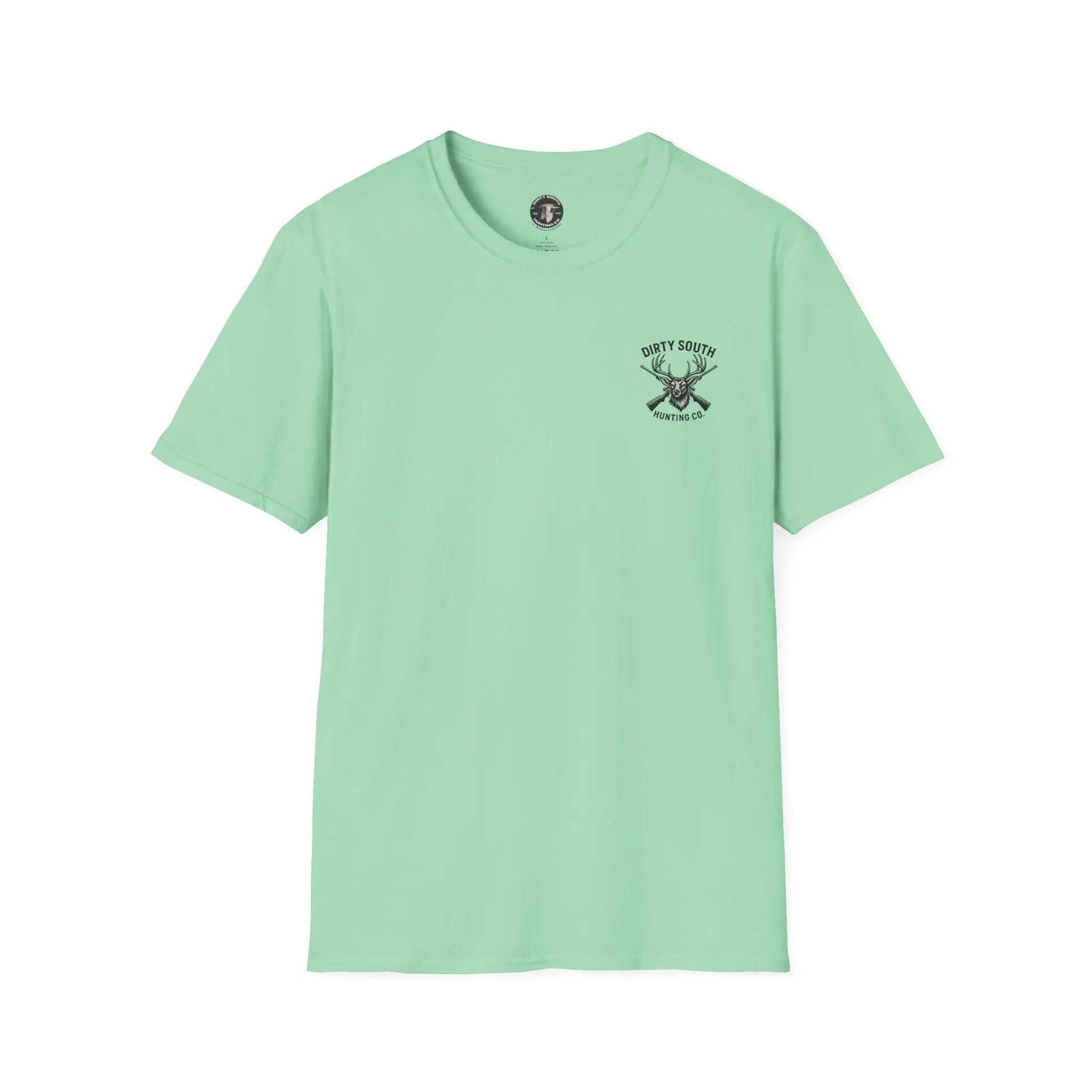 Watercolor Dirty South Hunting Co Unisex Softstyle T-Shirt - Southern Hunt Graphic Tee, Outdoor Apparel, Camo Hunter Top, Nature Lover Gift, Printify