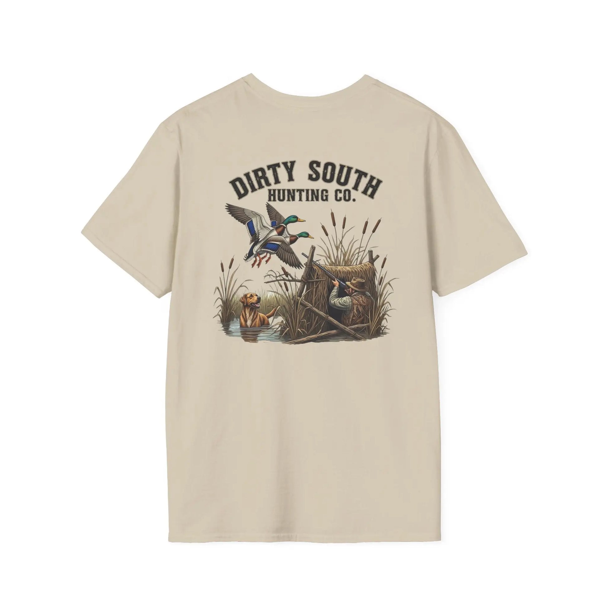 Dirty South Hunting Co. Duck Hunting-Unisex Hunting T-Shirt, Vintage Style Tee, Outdoor Apparel, Gifts for Hunters, Casual Wear, Fishing Trip Shirt, Adventure Clothing Printify