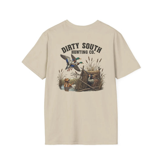 Dirty South Hunting Co. Duck Hunting-Unisex Hunting T-Shirt, Vintage Style Tee, Outdoor Apparel, Gifts for Hunters, Casual Wear, Fishing Trip Shirt, Adventure Clothing Printify