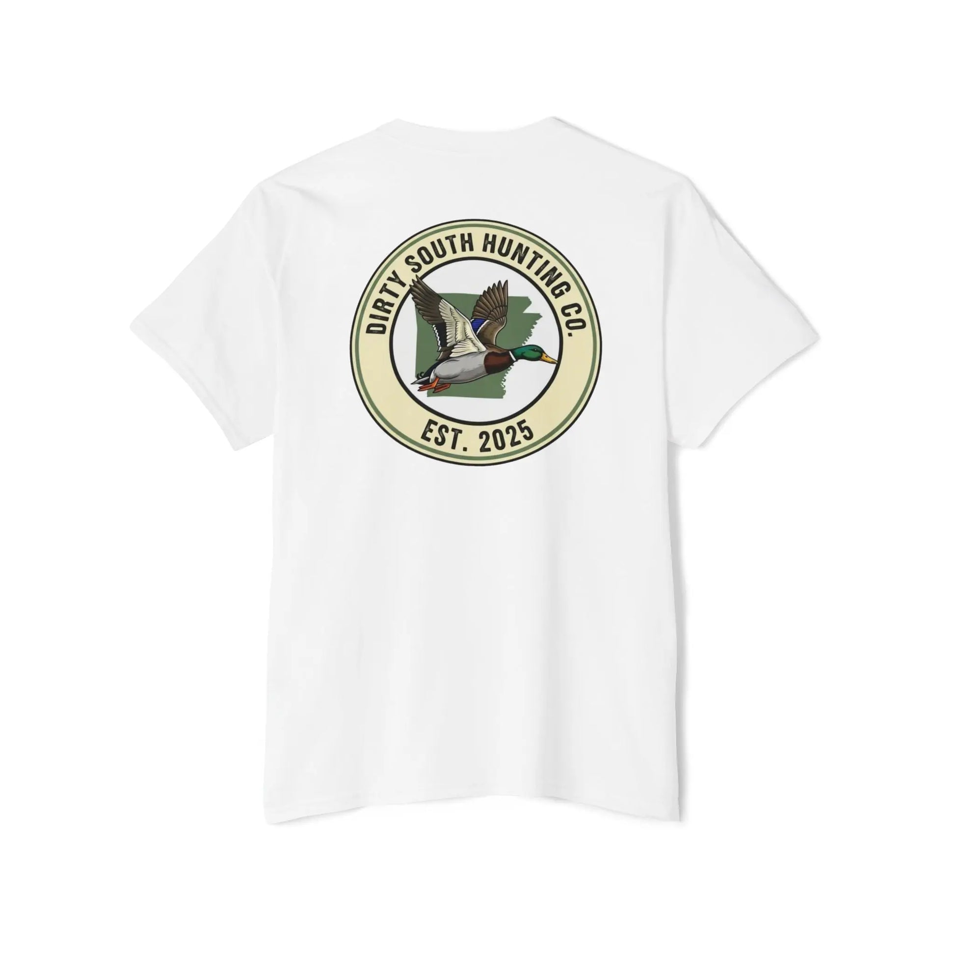 Dirty South Hunting Co. Vintage Round (Arkansas)-Unisex Heavy Cotton Pocket Tee with Vintage Hunting Design, Gift for Hunters Printify