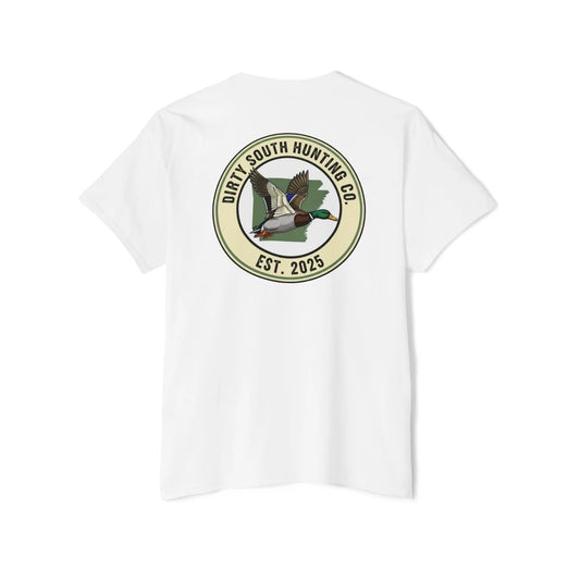 Dirty South Hunting Co. Vintage Round (Arkansas)-Unisex Heavy Cotton Pocket Tee with Vintage Hunting Design, Gift for Hunters Printify