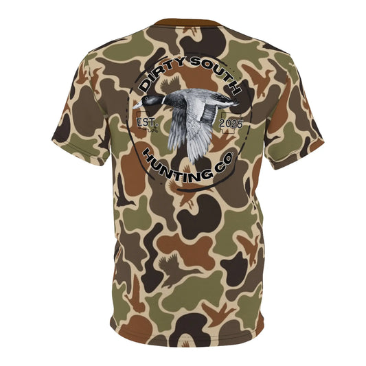 Dirty South Hunting Co Camouflage Hunting Tee, Outdoor Apparel, Gift for Hunters, Men's Casual Wear, Unique Nature Apparel Printify