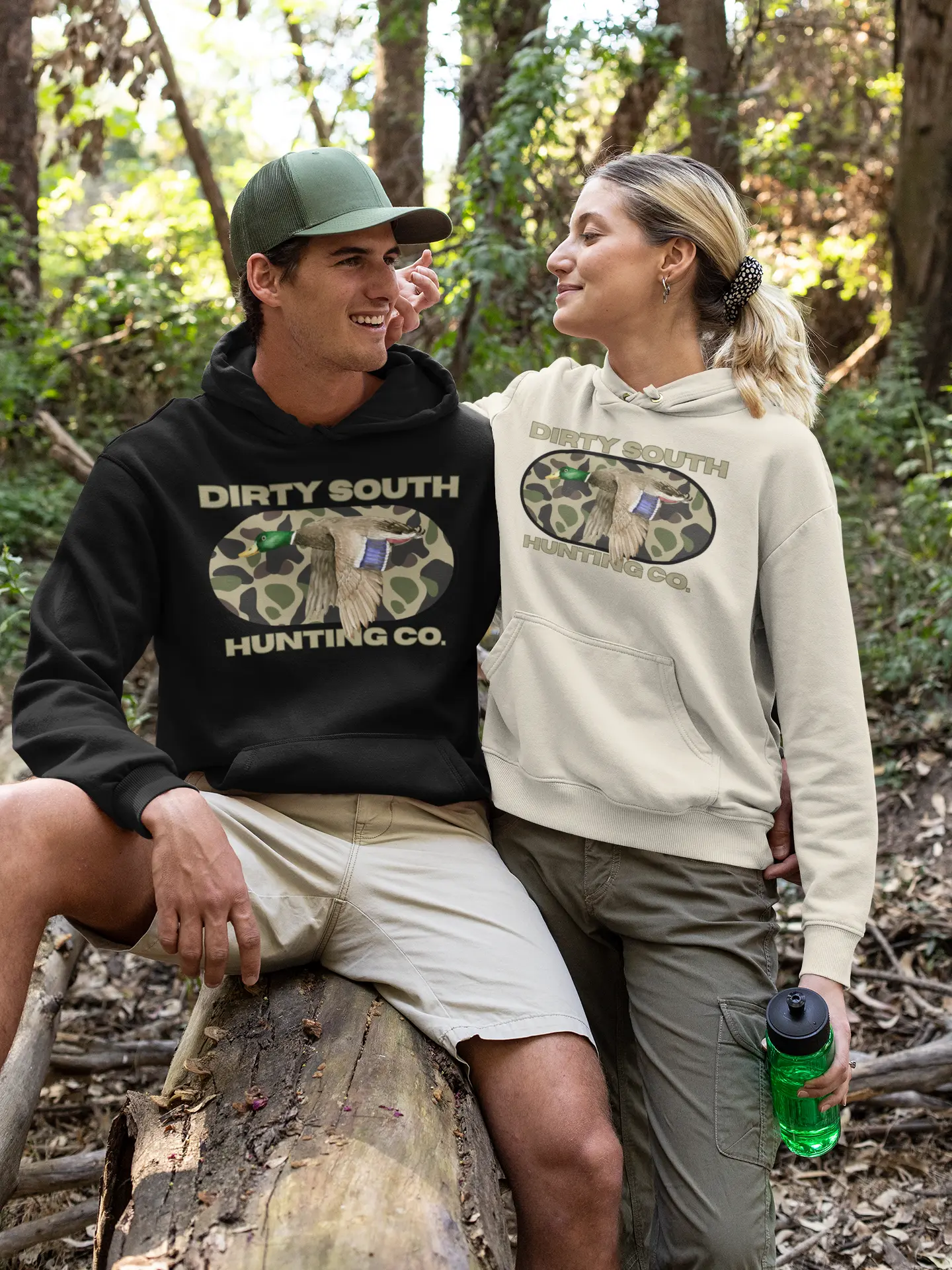 Dirty South Hunting Co Camouflage Hoodie for Hunting Enthusiasts, Cozy Sweatshirt, Outdoor Apparel, Gift for Hunters, Hunting Season Gear, Stylish Unisex Fleece Printify