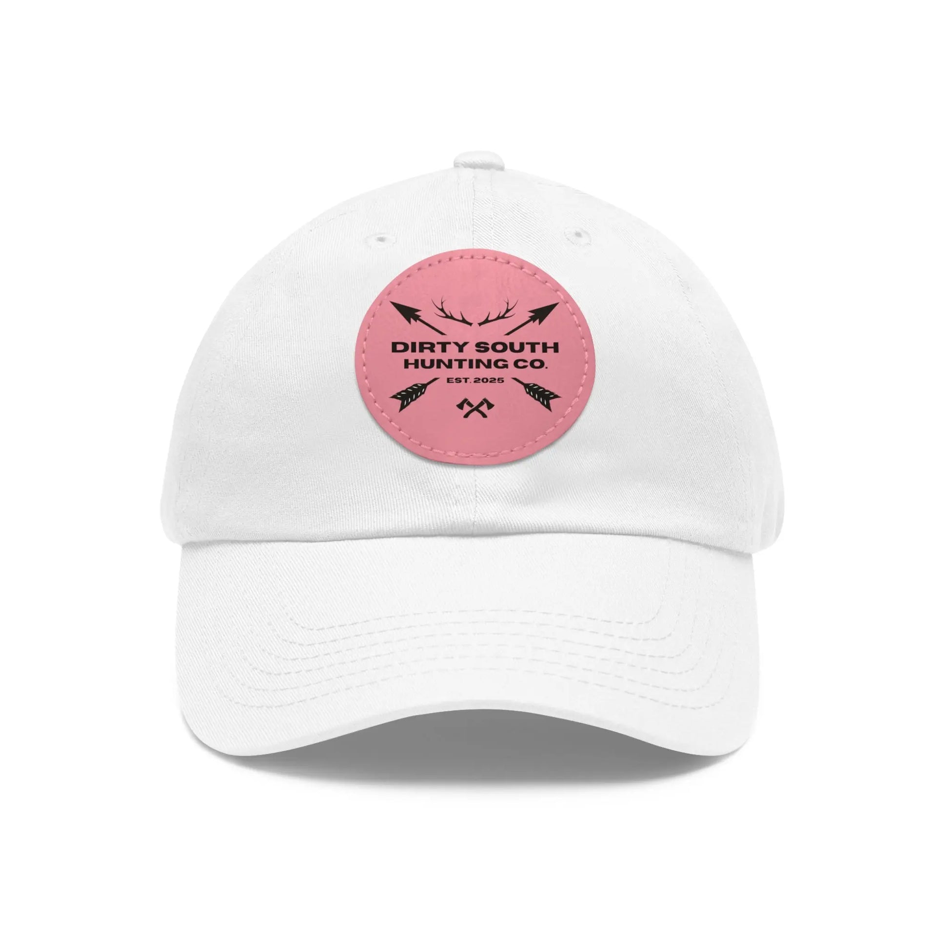 Dirty South Hunting Co. Dad Hat with Leather Patch, Casual Cap for Hunting Enthusiasts, Gift for Father's Day, Outdoor Adventure Gear, Trendy Dad Apparel Printify