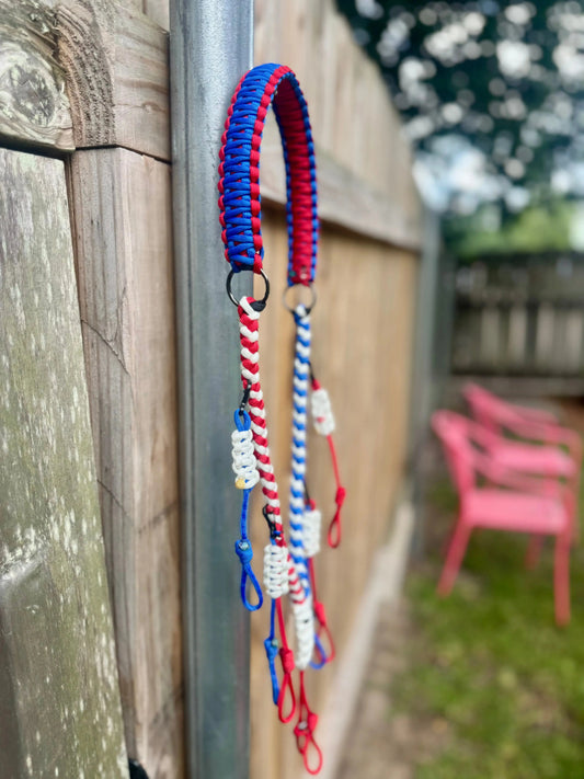 Patriotic Paracord Duck Call Lanyard – Red, White and Blue | Heavy Duty & Handcrafted Swinging K Creations
