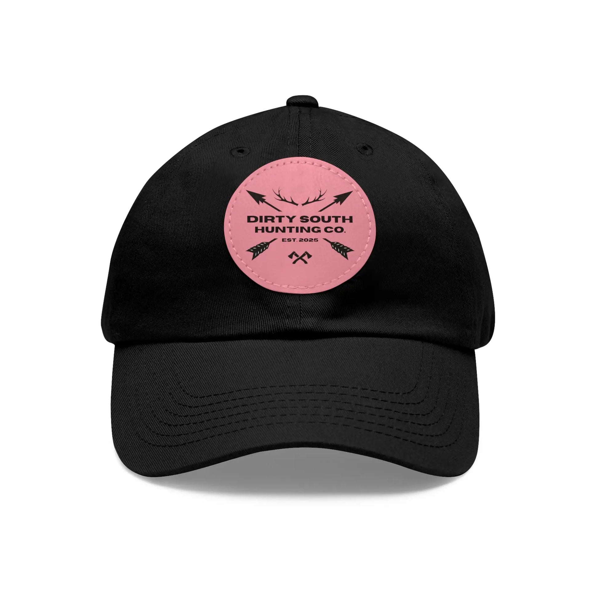 Dirty South Hunting Co. Dad Hat with Leather Patch, Casual Cap for Hunting Enthusiasts, Gift for Father's Day, Outdoor Adventure Gear, Trendy Dad Apparel Printify