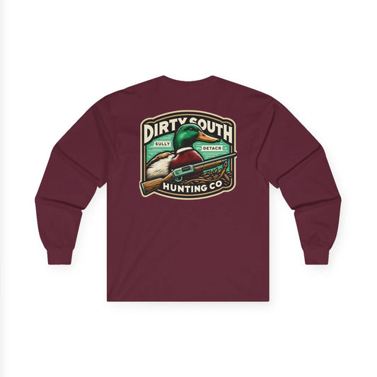 Mallard Duck Dirty South Hunting Long Sleeve Tee, Outdoor Apparel, Unisex T-Shirt, Casual Wear, Gift for Hunters, Vintage Graphic Tee Printify